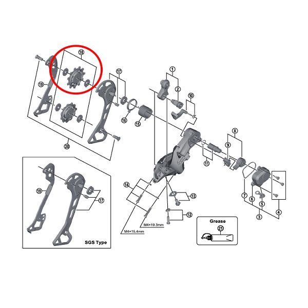 Shimano Polea Juego Guía/Tensión RD-M8000 XT